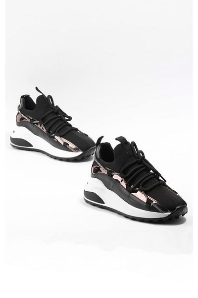 PARİS Paris Black Stone Detailed Thin Stripe Sneaker - Lj694
