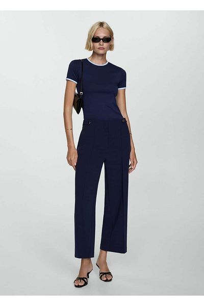 MANGO Woman Straight Cut Button Trousers