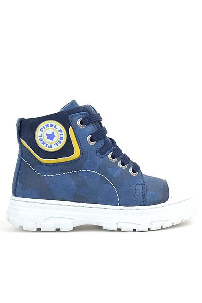 Shoes Center Μποτάκια για κορίτσια με μοτίβο παραλλαγής Pixel από γνήσιο δέρμα Navy Blue