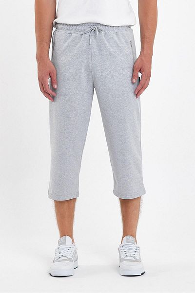 COMEOR Gray Bermuda Below Knee Capri - Men's Long Shorts, Zippered and Adjustable Waist Elastic