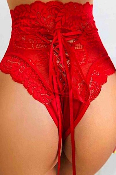 ZEMİRA HOME Red Lace High Waist Panties
