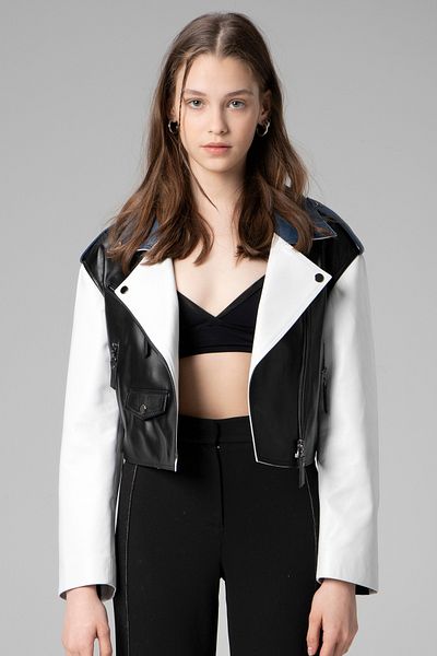 Dericlub Wm038A Real Leather Women's Coat Black/Blue