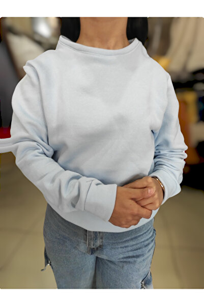 Sublime Butik Φούτερ Unisex Baby Blue Regular Crew με 3 κλωστές
