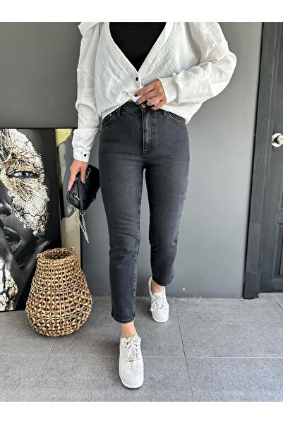 Zerrincan Giyim Antrasit Mom Slim Fit Jean