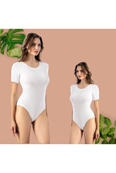 The Clover Body pentru femei cu jumătate de mânecă, cu guler rotund, cu cârli...