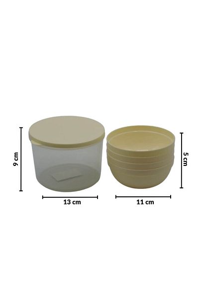 Piev Measured Storage Container Bowl Set 5 Pieces Cream