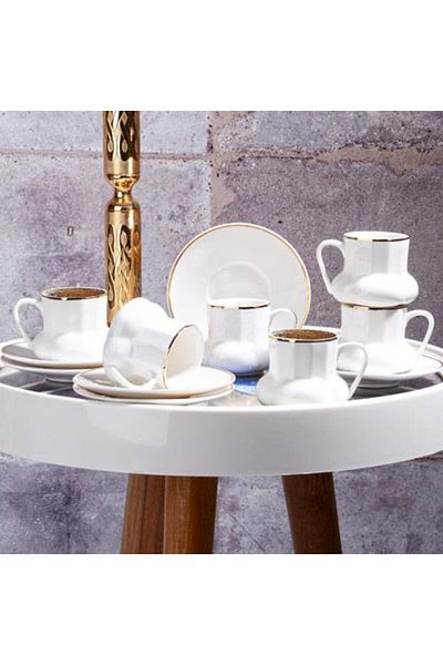 Kosova Byz-011 New Bone China 6-Piece Coffee Fın.Tk Gilded Set