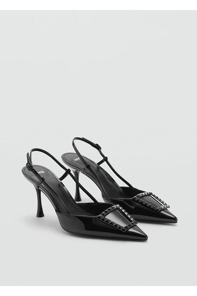 MANGO Woman Patent Leather - Open Back Heeled Shoes