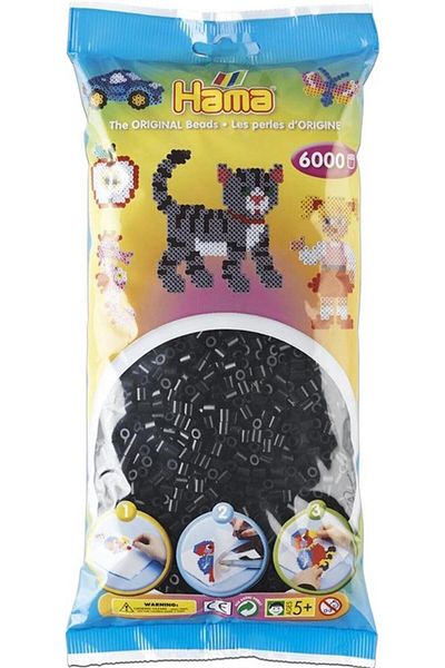 Hama Black Midi Beads - 6,000