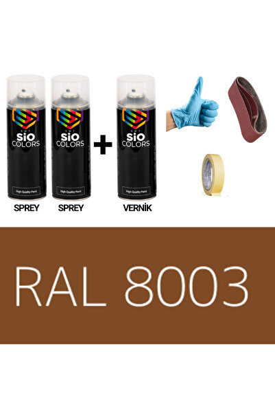 sıocolors 2 ADET SPREY + 1 ADET VERNİK AÇIK KAHVE RAL-8003 SPREY BOYA SETİ 40...