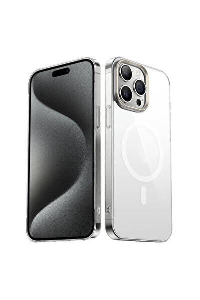 Rivor Apple iPhone 15 Pro Max Kılıf Kamera Çıkıntılı Wireless Şarj Özellik Şe...