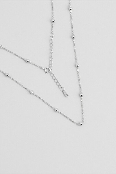 So CHIC... Noa 18 Ayar Beyaz Altın Kaplama 43 Cm Gümüş Zincir Kolye