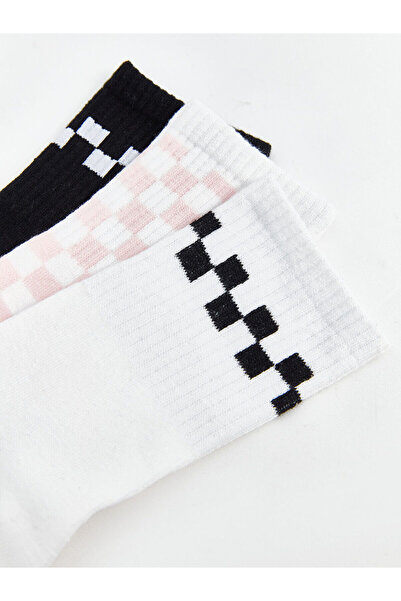 LC Waikiki LCW DREAM - Дамски чорапи до глезена с шарка в екрю, комплект от 3