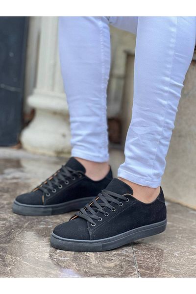 BOA KB 122 - Black Suede, High-Sole Lace-Up Men's Casual Shoes