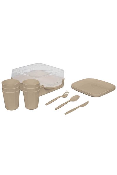 Piev Urve Camping Travel Service Picnic Set for 6 Persons Cappuccino