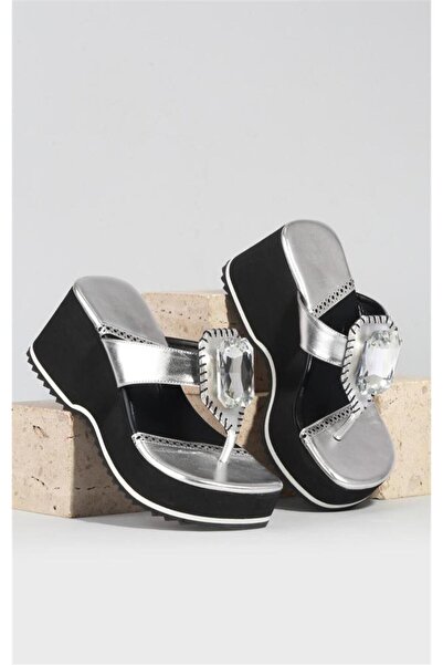 PARİS Париж Срібні тапочки на підошві Eva - Чорні з особливими камінцями