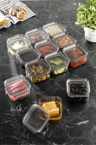Milenay Crystal Clear 250ml Vacuum Silicone Gasket - 12 Plastic Storage Containers