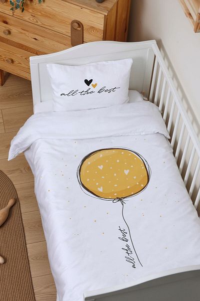 Tuğba Kuğu Park Bed Crib Duvet Cover Set (80x120) - Vibe Series - Large Yellow Balloon