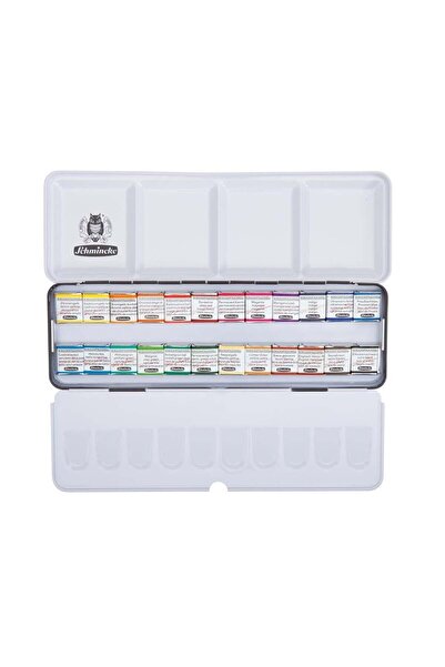 Schmincke Horadam Aquarell Metal Kutu Artist Sulu Boya Seti 24 X Yarım Tablet 74424