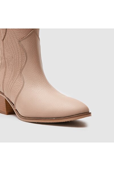 TOGO Nude Bej Hakiki Deri Kadın Western Bot [060082]