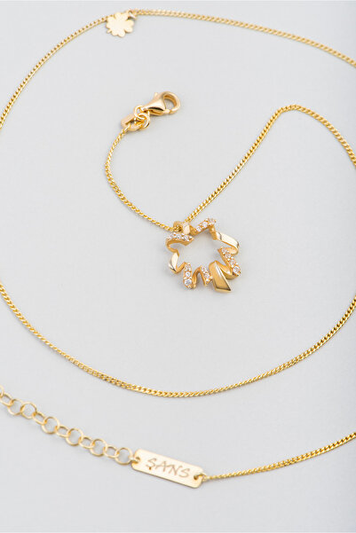 So CHIC... Şans Basamağı 18 Ayar Sarı Altın Kaplama 47 Cm Gümüş Kolye