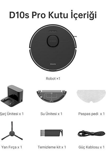 Dreame EV D10s Pro, Robot Elektrikli Süpürge, Action AI, 5000Pa, 280 dakika pil ömrü, 5000 PA