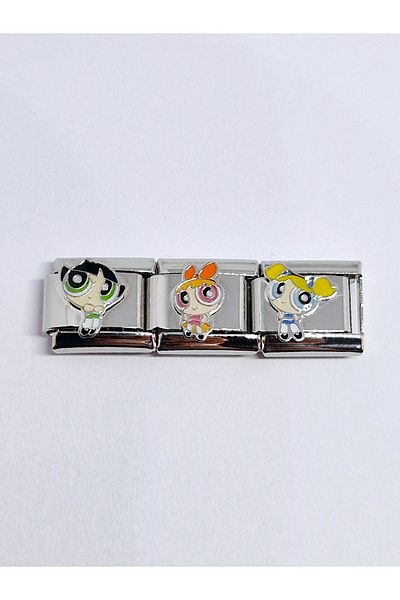 RoseCo00 Powerpuff Girls Set of 3 - Steel & Italian Charm Bracelets