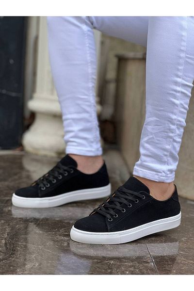 BOA KB 122 Black Suede - High-Sole Lace-Up Men's Casual Shoes