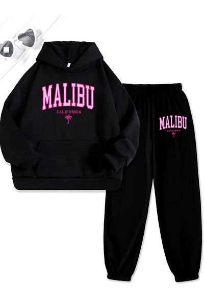 Baxia Children's Hooded Printed Sweatshirt Tracksuit Set (Pack of 2)