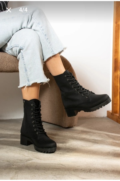 Zengin ayakkabı Postal Bağcıklı Kadın Bot