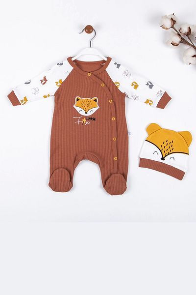 Babydonat Little Fox Patterned 100% Cotton Jumpsuit for Baby Boy