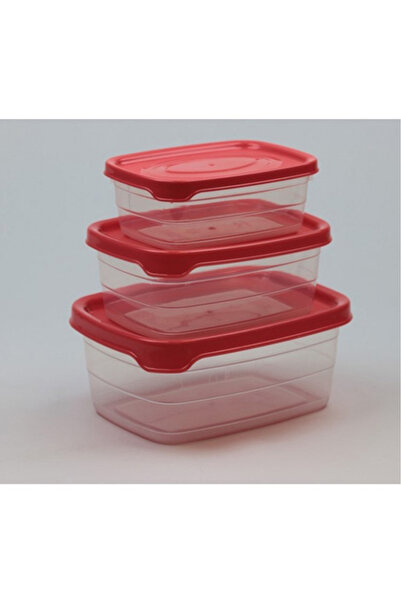 teknoparkx Plastic Storage Container 3 Pieces 400 Ml - 670 Ml - 1.2 Lt. Royal...