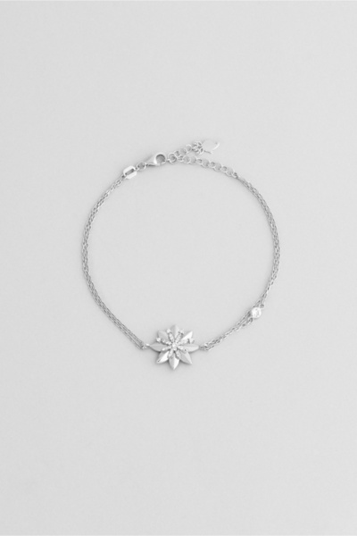 So CHIC... Kardelen 18 Ayar Beyaz Altın Kaplama 19 Cm Gümüş Minimal Bileklik