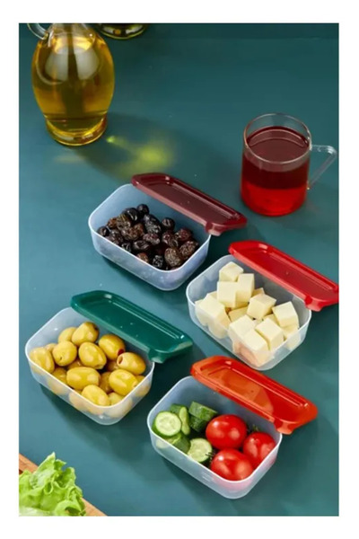 Ne verelim size 4-Piece Storage Container with Lid Snack Bowl Breakfast Picni...