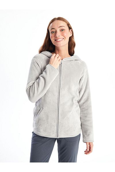 LC Waikiki Lw - Hooded Solid Long Sleeve Women's Plush Pajamas Top