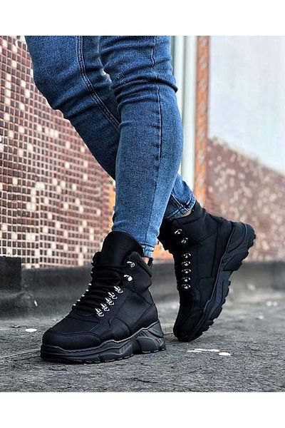 MarDyHome Charcoal Color Long Lace Up Boots