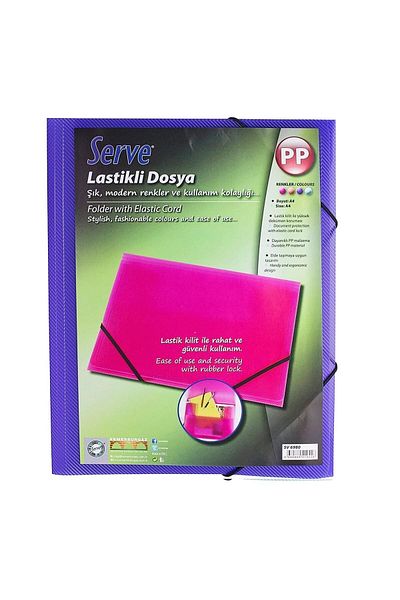 Serve Lastikli Dosya Mor A4