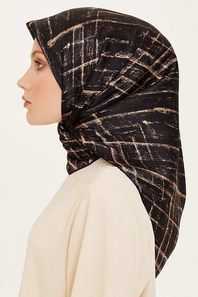 Armine Μεταξωτό κασκόλ 2025 Χειμώνας - 9258-04 Stone Black Twill