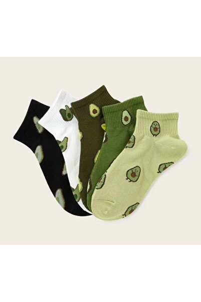 DM DEL MORE SOCKS 5-компонентен комплект дамски чорапи с колаж и мотив авокад...