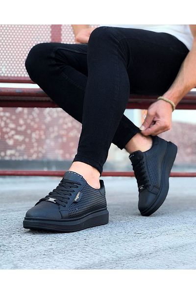 kapsulavm Charcoal Perforated Men's High Sole Shoes