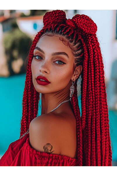 arzuperuk Păr sintetic pentru împletire, împletitură africană, rasta 165 gr roșu