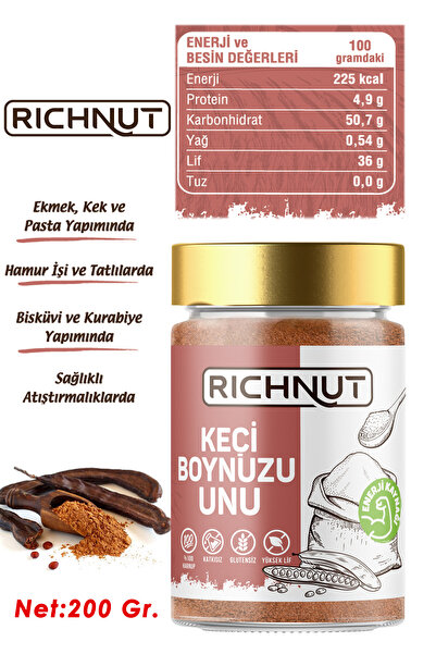 RİCHNUT Keçiboynuzu Tozu - %100 Harnup Unu