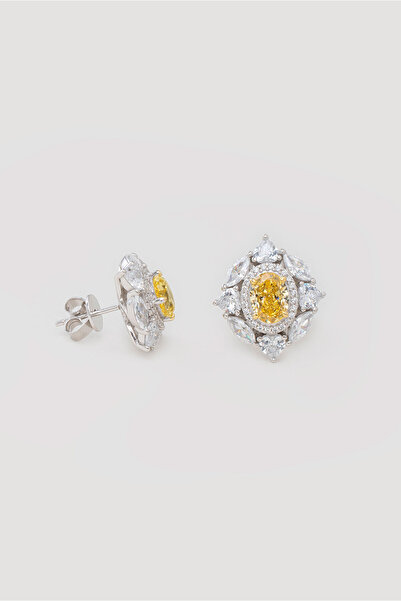 So CHIC... Renklerin Büyüsü 18 Ayar Beyaz Altın Kaplama Gümüş Küpe