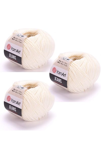 Yarnart Yarn Art Jeans Amigurumi Πλεκτό νήμα 03 Off White Χρώμα Ζακέτα Πλεκτό νήμα Baby Floss Punch Floss 3 Συσκευασία