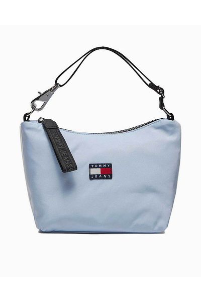 Tommy Hilfiger Women's Leather Brand Logo Zippered Daily Use Blue Shoulder Bag AW0AW15823-C1O