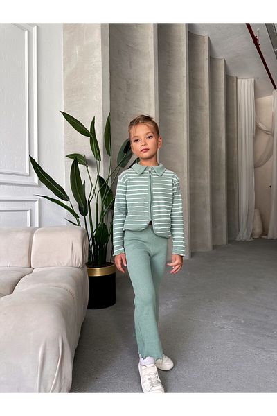 le petit sole Girl's Collared Zippered Top and Bottom Set
