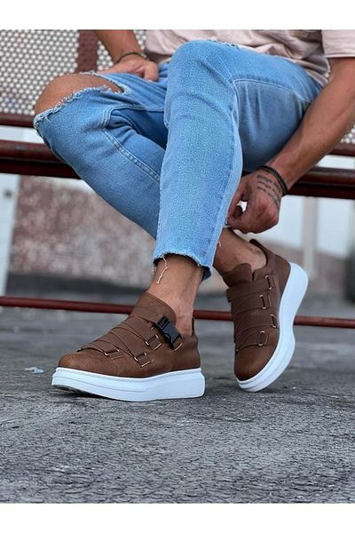 kapsulavm Tan Men's High Sole Shoes
