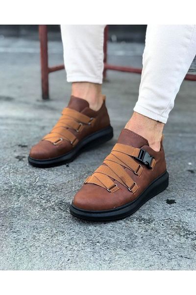 MarDyHome Tan Black Men's High Sole Shoes