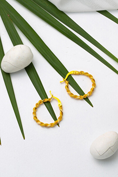 Bilezikci 14 Ayar Burma Halka Altın Küpe Orta Boy