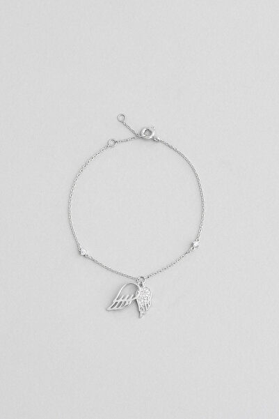 So CHIC... Melek Kanadı 18 Ayar Beyaz Altın Kaplama Gümüş Minimal Bileklik